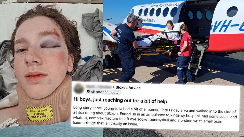 He asked where to buy undies. The blokes helped get his son home.