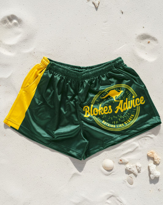 Aussie Footy Shorts - Green & Gold