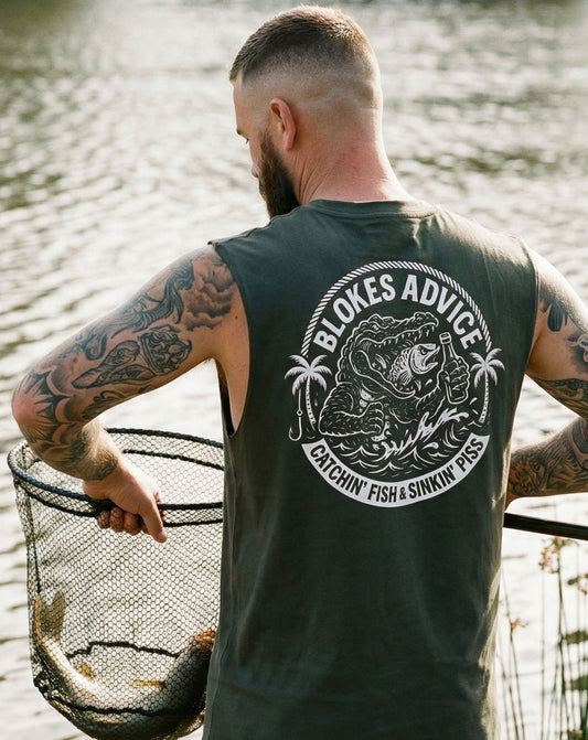 Reel Thirsty Singlet - Cypress