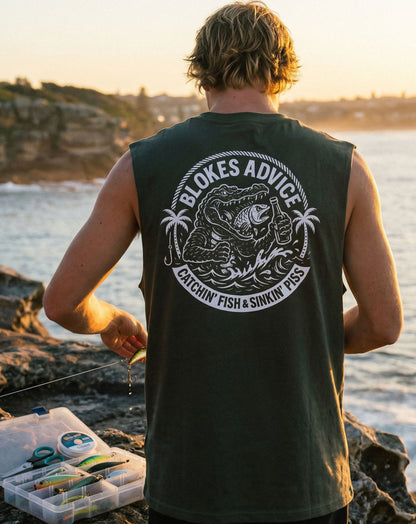 Reel Thirsty Singlet - Cypress