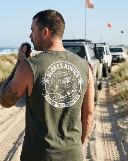 Reel Thirsty Singlet - Cypress