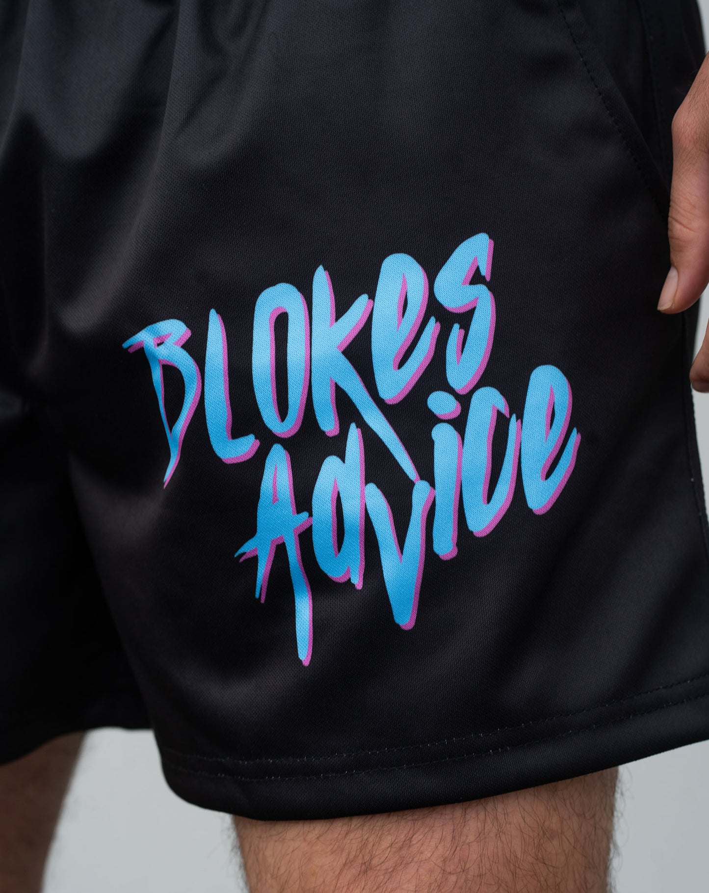 Vibes Footy Shorts - Black/Pink/Blue